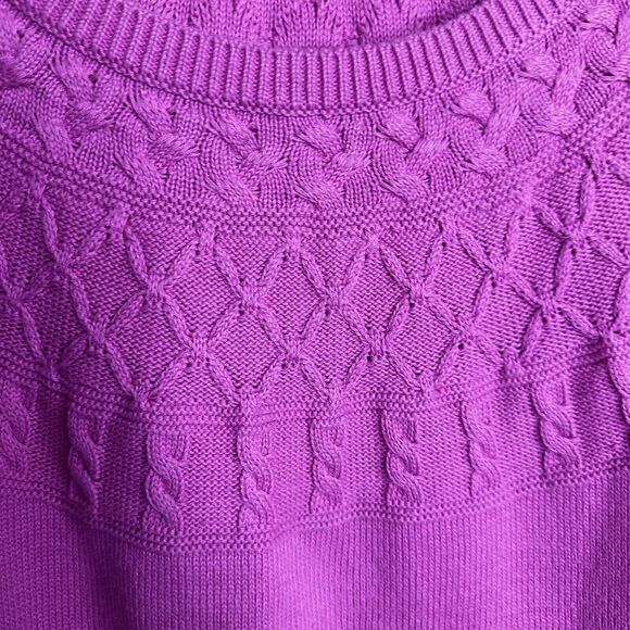 TALBOTS WOMENS SWEATER PINK CABLE YOKE LONG SLEEVE SIZE XL - Picture 5 of 9